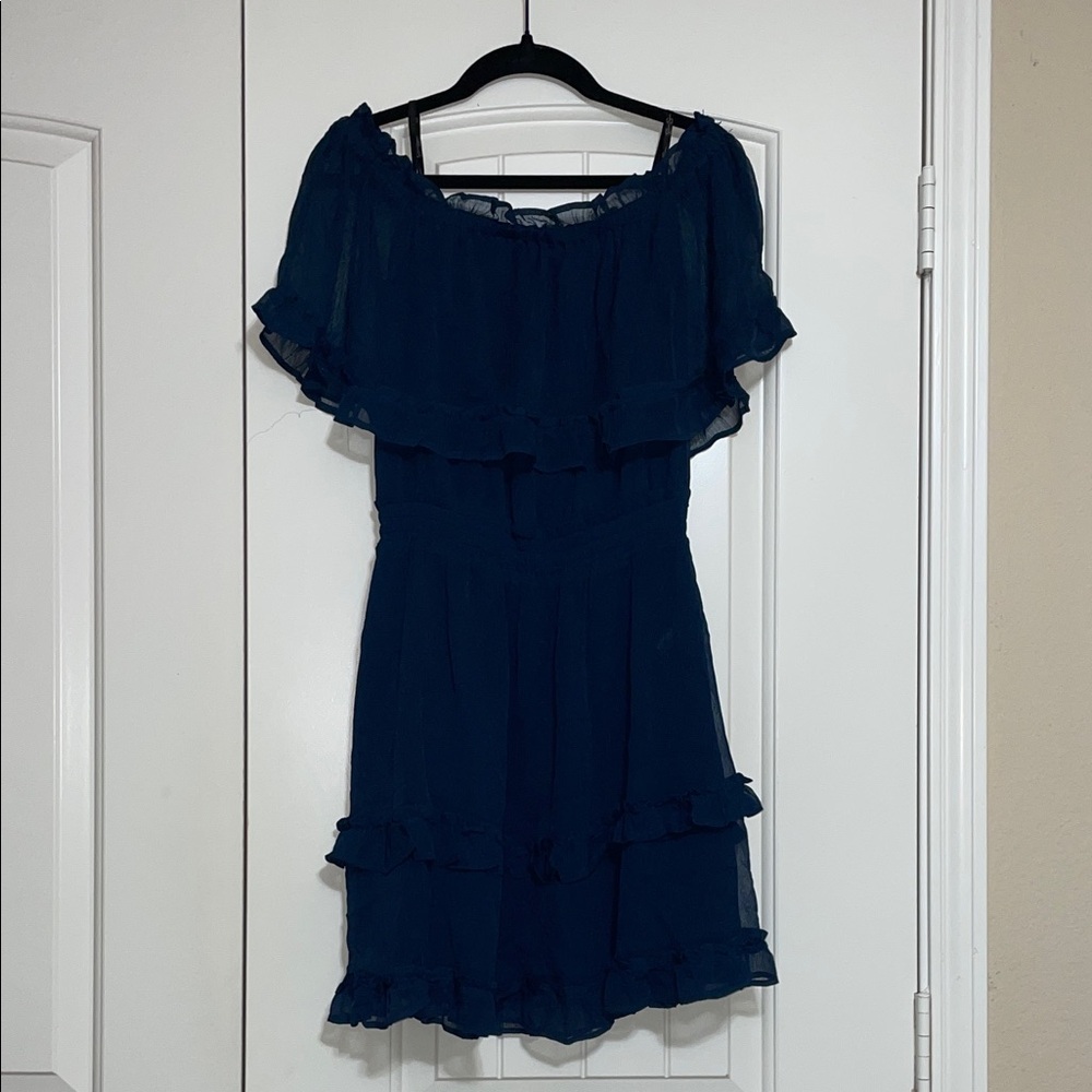 Jessica Simpson Dark Blue Ruffle Mini Dress